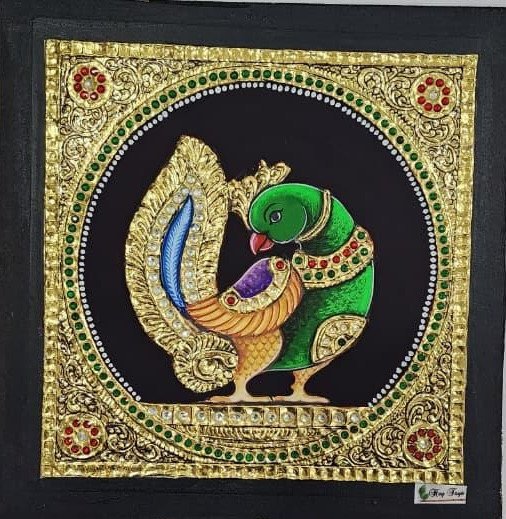 Decorative Parrot Tanjore Painting