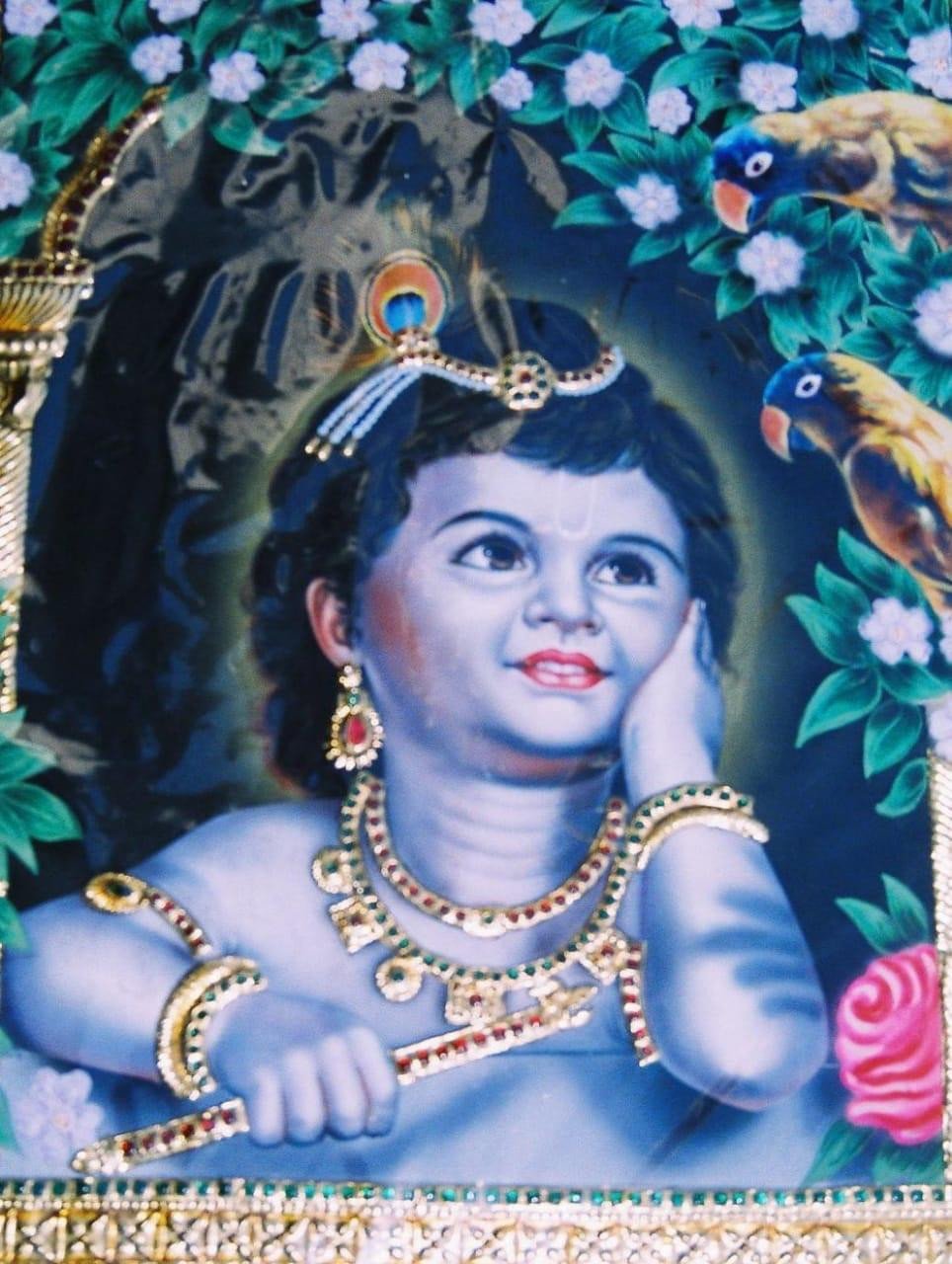 Handcrafted Bala Krishna Tanjore Painting with Gold Foil Embellishments
