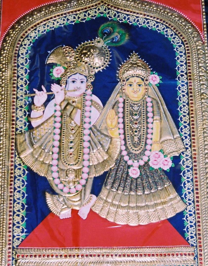 Traditional Tanjore Radha Krishna Painting