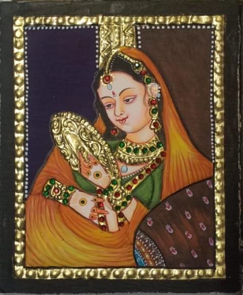 Handcrafted Yashoda Krishna Tanjore Painting with Gold Foil Embellishments