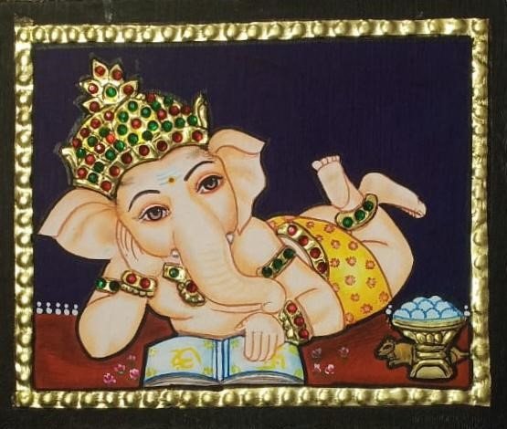 Bal Ganesha Tanjore Painting