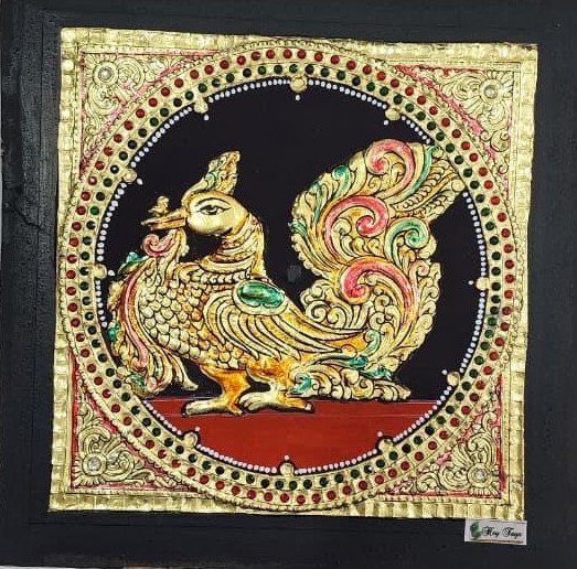 Royal Peacock Tanjore Painting